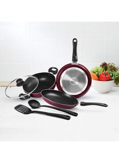Milton Cookware Set of 6 - Fry Pan (24 cm/1.6 L), Kadhai with Glass Lid (24 cm/2.5 L), Tawa (25 cm), Nylon Ladle & Spatula, Induction & Flame Safe, Dishwasher Compatible - Kitchen Jewel Peach Set of 5  - Image 2