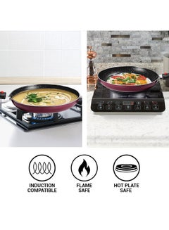 Milton Cookware Set of 6 - Fry Pan (24 cm/1.6 L), Kadhai with Glass Lid (24 cm/2.5 L), Tawa (25 cm), Nylon Ladle & Spatula, Induction & Flame Safe, Dishwasher Compatible - Kitchen Jewel Peach Set of 5  - Image 3