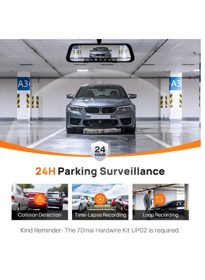 70mai - S500 Rearview Mirror DashCam,3K 1944P Front And FHD Rear,STARVIS 2 With Dual HDR, 9.35” IPS Touch Screen,G-Sensor,WiFi, Super Capacitor, Optional Parking Mode, Upto 128GB Supported - Image 1