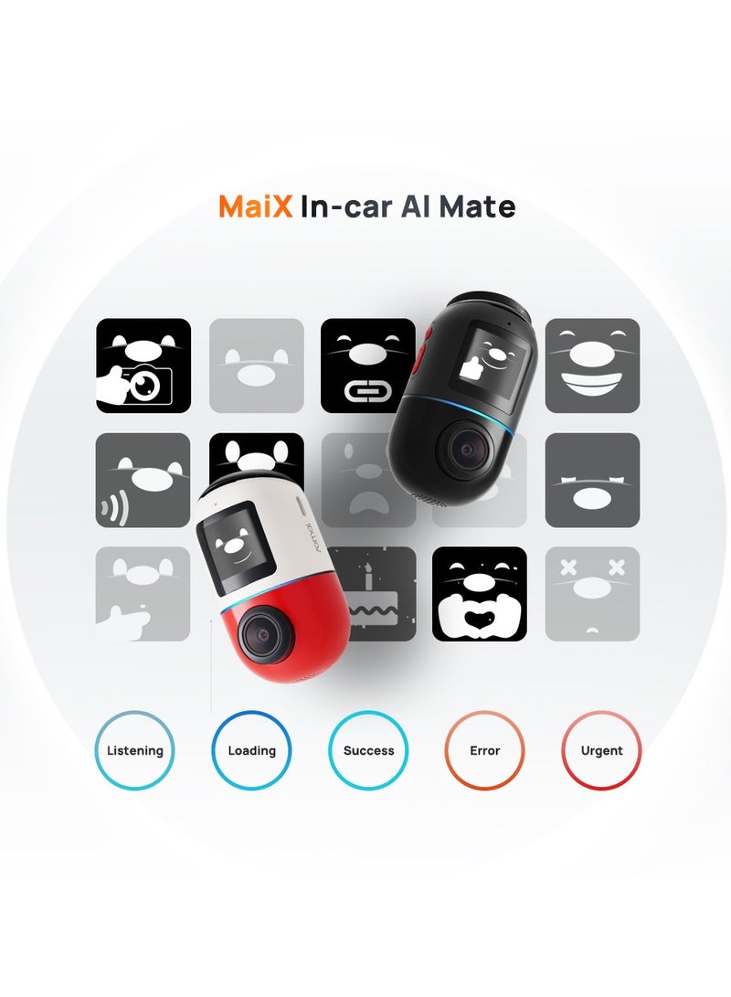 70mai - Dash Camera X200 Omni 360 Digree Dash Camera 1080P 60FPS 128GB eMMC Storage Red/White - Image 1