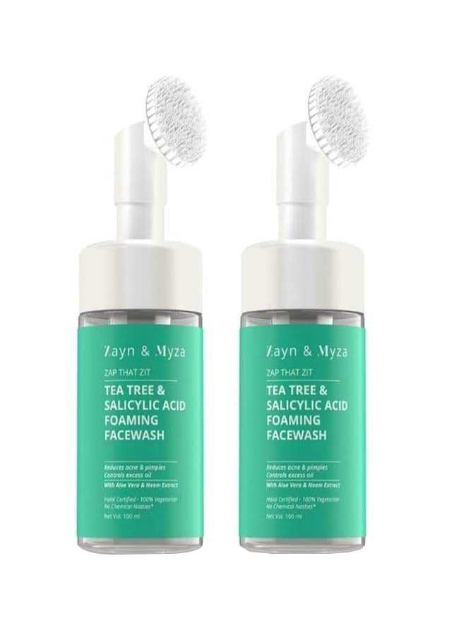 ZM Zayn & Myza - Pack Of 2 Tea Tree And Salicylic Acid Foaming Face wash, Aloe Vera And Neem Cleanser 200 ml - Image 1