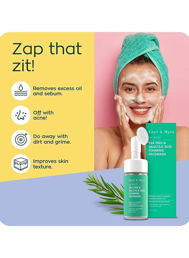ZM Zayn & Myza - Pack Of 2 Tea Tree And Salicylic Acid Foaming Face wash, Aloe Vera And Neem Cleanser 200 ml - Image 1