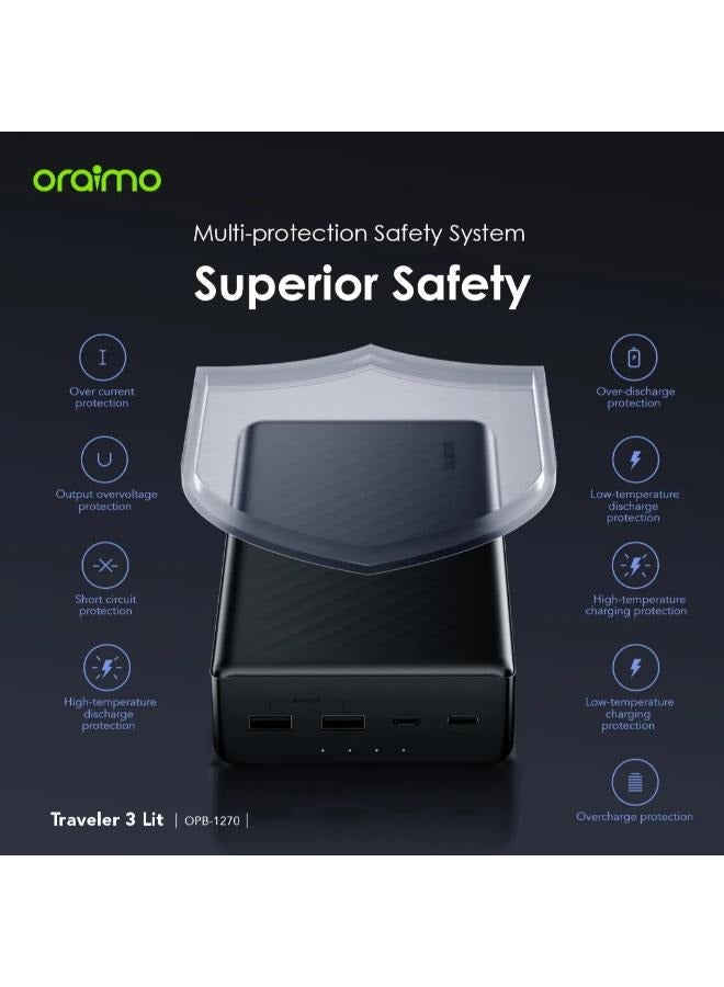 Oraimo 27000 mAh Oraimo OPB-1270 Digital Powerbank Black - Image 5
