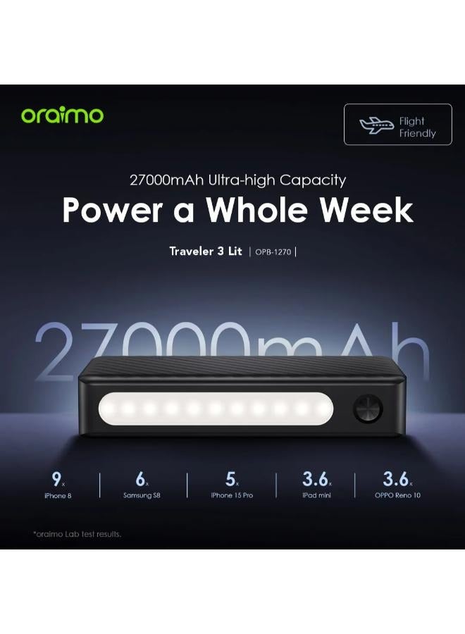 Oraimo 27000 mAh Oraimo OPB-1270 Digital Powerbank Black - Image 4
