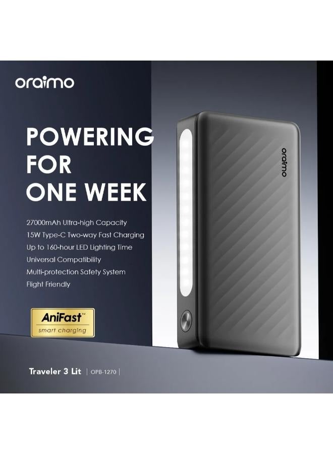 Oraimo 27000 mAh Oraimo OPB-1270 Digital Powerbank Black - Image 3