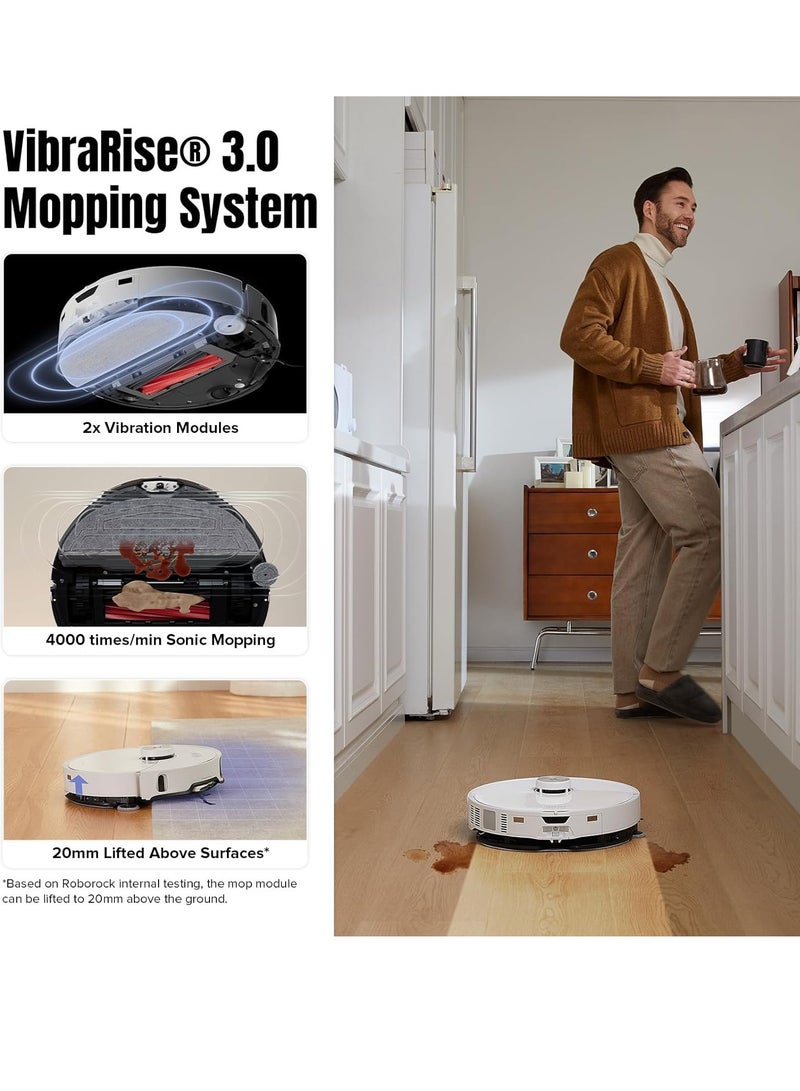 roborock - Robot Vacuum and Sonic Mop S8 MaxV Ultra,10000 Pa Suction, Corner to Edge Deep Cleaning, Hot Air Self-Drying,Auto Empty&Refill,Detergent Dispenser,Obstacle Avoidance,White 4 L 60 W S82USV+EWFD13HRR White - Image 1