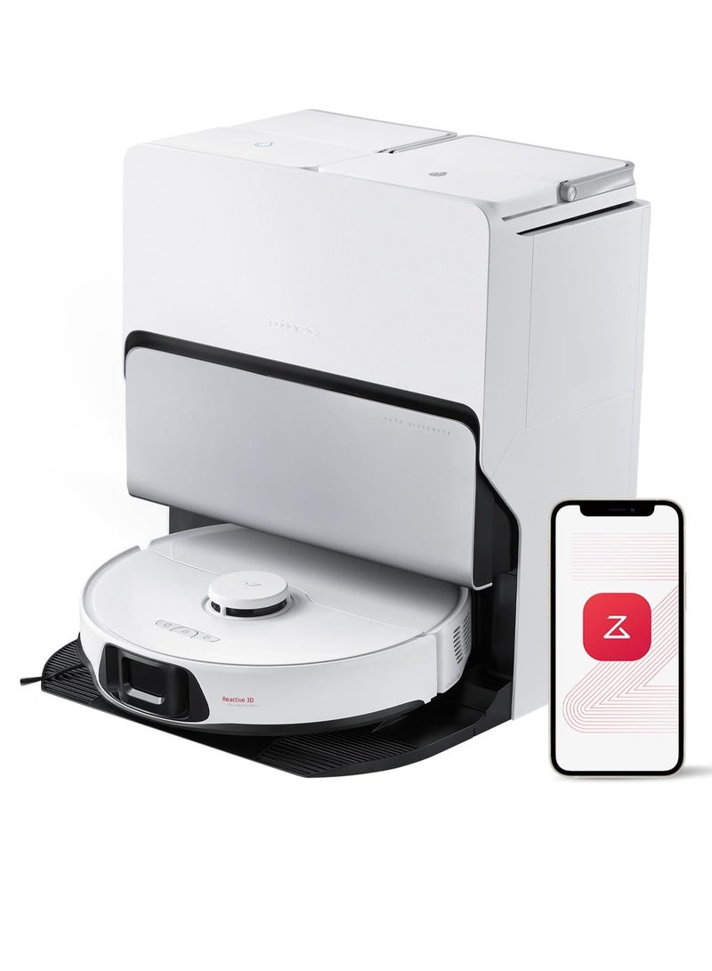 roborock - Robot Vacuum and Sonic Mop S8 MaxV Ultra,10000 Pa Suction, Corner to Edge Deep Cleaning, Hot Air Self-Drying,Auto Empty&Refill,Detergent Dispenser,Obstacle Avoidance,White 4 L 60 W S82USV+EWFD13HRR White - Image 1