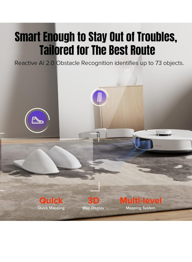 roborock - Robot Vacuum and Sonic Mop S8 MaxV Ultra,10000 Pa Suction, Corner to Edge Deep Cleaning, Hot Air Self-Drying,Auto Empty&Refill,Detergent Dispenser,Obstacle Avoidance,White 4 L 60 W S82USV+EWFD13HRR White - Image 1