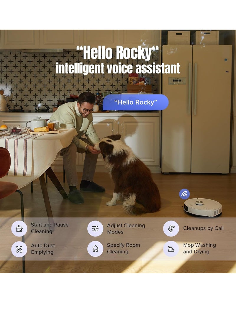 roborock - Robot Vacuum and Sonic Mop S8 MaxV Ultra,10000 Pa Suction, Corner to Edge Deep Cleaning, Hot Air Self-Drying,Auto Empty&Refill,Detergent Dispenser,Obstacle Avoidance,White 4 L 60 W S82USV+EWFD13HRR White - Image 1