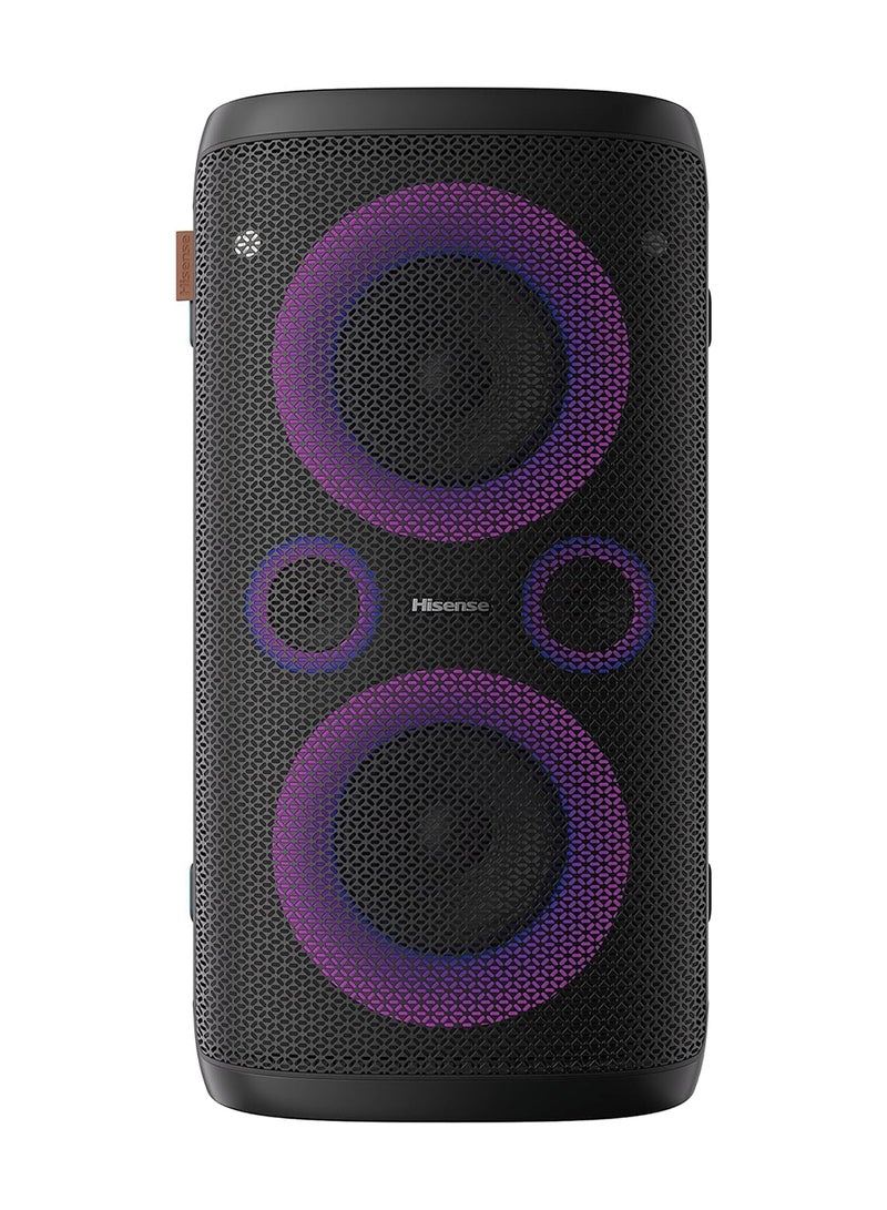 Hisense - Ultimate Wireless Outdoor/Indoor Party Speaker With Subwoofer, 2.0CH, 300W, IPX4 Waterproof,15 Hour Long-Lasting Battery, Bluetooth5.0, DJ And Karaoke Mode HP 100 Black - Image 1