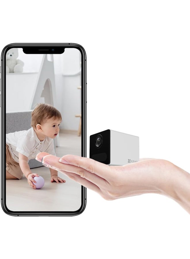EZVIZ CB2 Indoor Wi-Fi Smart Battery Camera – 1080p HD, IR Night Vision 16ft, Two-Way Audio, Motion Detection Alerts, MicroSD & Cloud Storage, Magnetic Base, Google Assistant & Alexa Compatible, White | CS-CB2 - Image 1