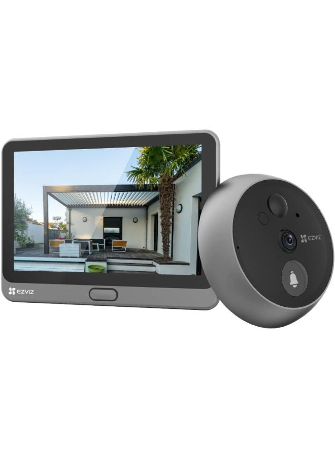 EZVIZ - Door Viewer Camera CP4, 1080p Wire-Free Peephole Doorbell with 4.3 Inch Color Touch Screen, Rechargeable Battery,  Human Motion Detection. - Image 1