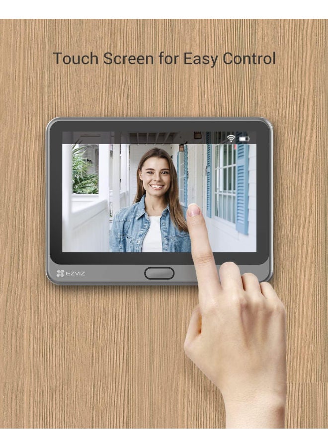 EZVIZ - Door Viewer Camera CP4, 1080p Wire-Free Peephole Doorbell with 4.3 Inch Color Touch Screen, Rechargeable Battery,  Human Motion Detection. - Image 1