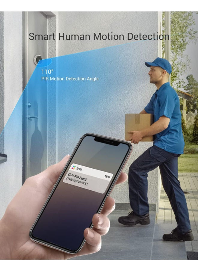 EZVIZ - Door Viewer Camera CP4, 1080p Wire-Free Peephole Doorbell with 4.3 Inch Color Touch Screen, Rechargeable Battery,  Human Motion Detection. - Image 1