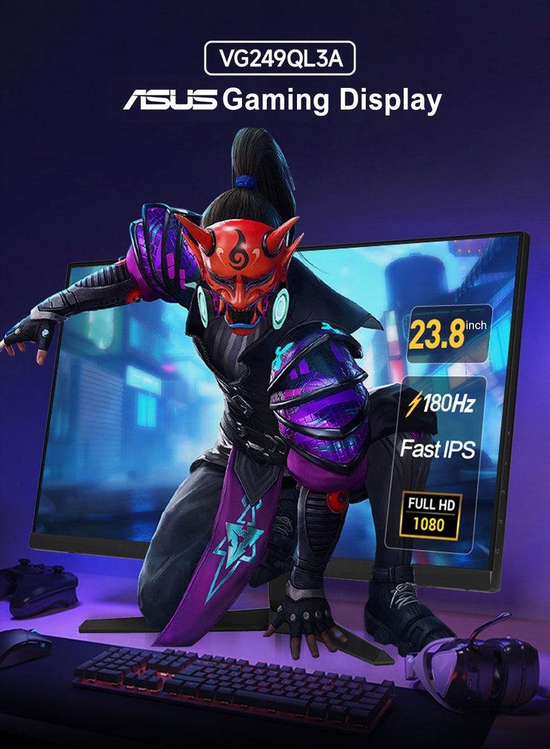 23.8 Inch Gaming Monitor, 180Hz Refresh Rate And 1ms Response Time, Built-In Speakers, Ergonomically Designed Stand, The Angle Can Be Adjusted At Will Black