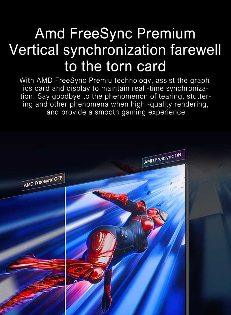 23.8 Inch Gaming Monitor, 180Hz Refresh Rate And 1ms Response Time, Built-In Speakers, Ergonomically Designed Stand, The Angle Can Be Adjusted At Will Black