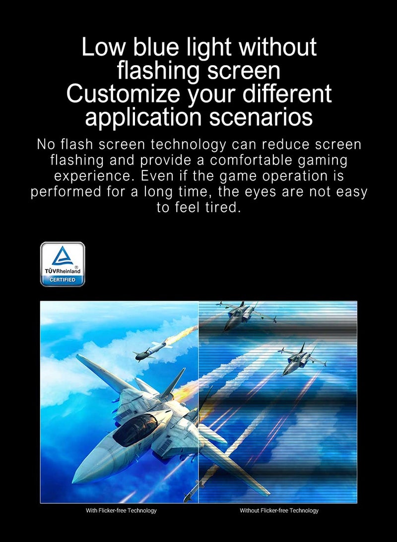 23.8 Inch Gaming Monitor, 180Hz Refresh Rate And 1ms Response Time, Built-In Speakers, Ergonomically Designed Stand, The Angle Can Be Adjusted At Will Black