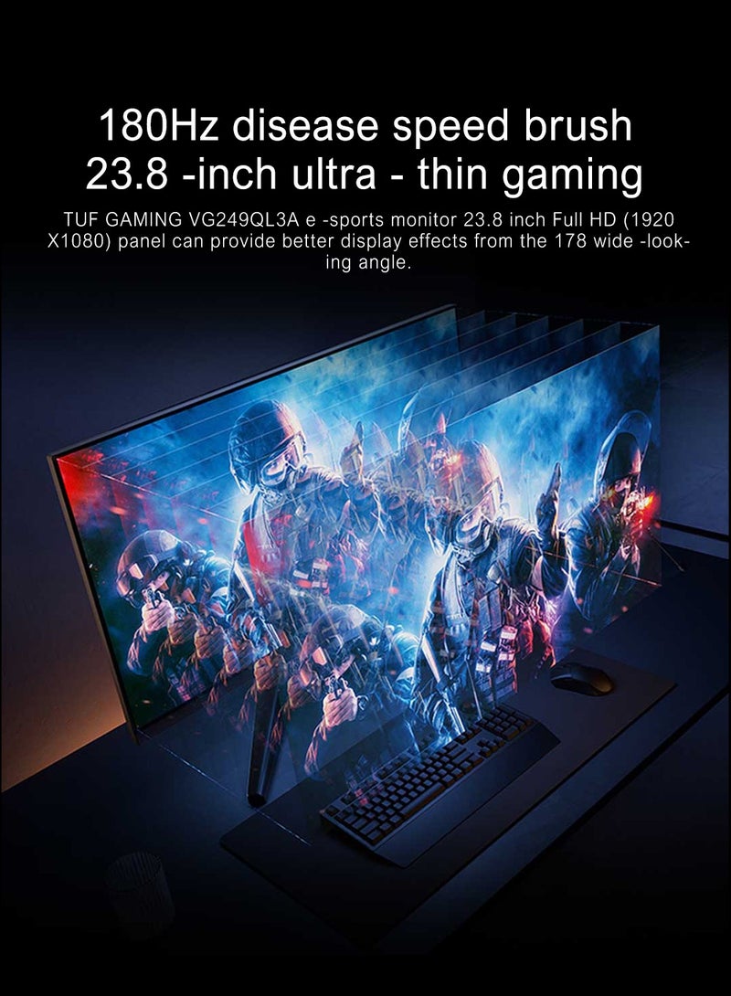 23.8 Inch Gaming Monitor, 180Hz Refresh Rate And 1ms Response Time, Built-In Speakers, Ergonomically Designed Stand, The Angle Can Be Adjusted At Will Black