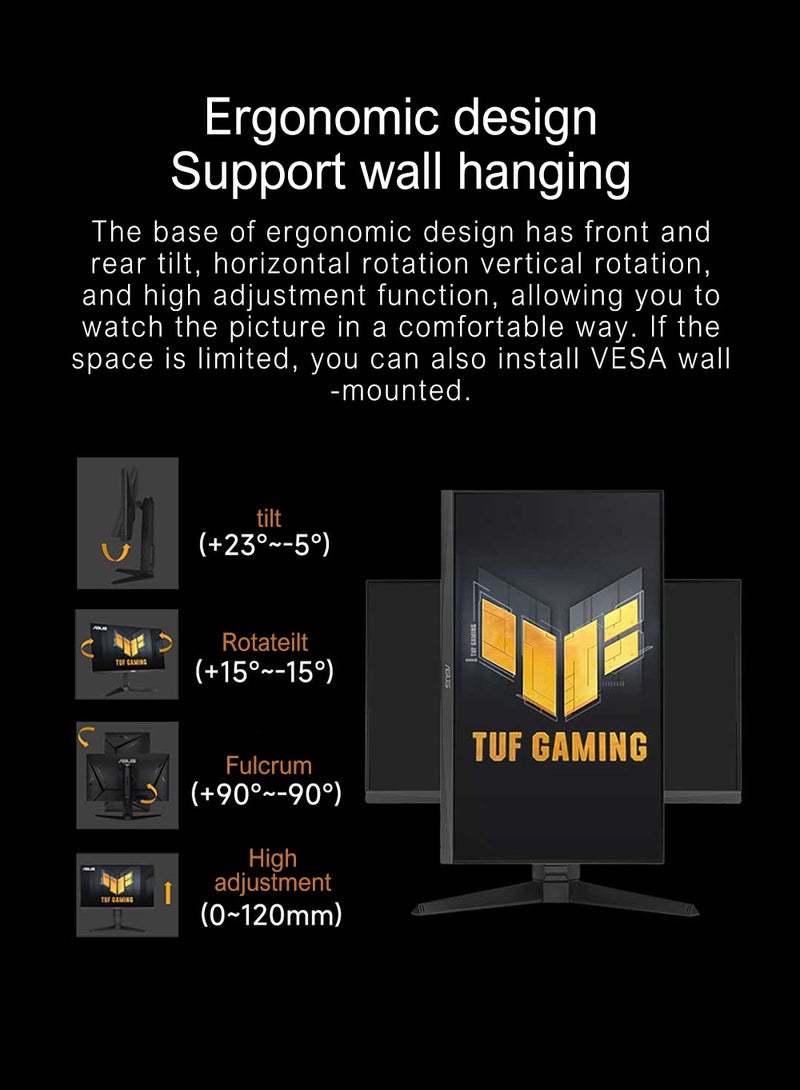 23.8 Inch Gaming Monitor, 180Hz Refresh Rate And 1ms Response Time, Built-In Speakers, Ergonomically Designed Stand, The Angle Can Be Adjusted At Will Black
