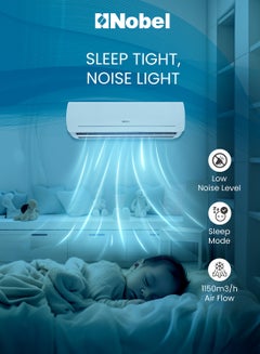 Nobel 24000 BTU Btu/h Capacity Split Air Conditioner, Cooling Only, T3 Climatic Condition, R410A Refrigerant, Auto Clean, Auto Restart, Turbo Operation, Rotary, Gold Fin, Remote Control NSAC24T3 White  - Image 2