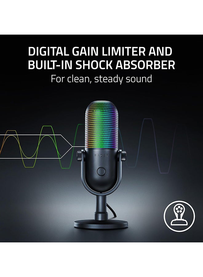 RAZER Seiren V3 Chroma RGB USB Microphone: Stream & Game Reactive Lighting - Tap-to-Mute Sensor - Condenser Mic - Digital Gain Limiter & Shock Absorber - PC, Discord, OBS Studio, XSplit Black - Image 4