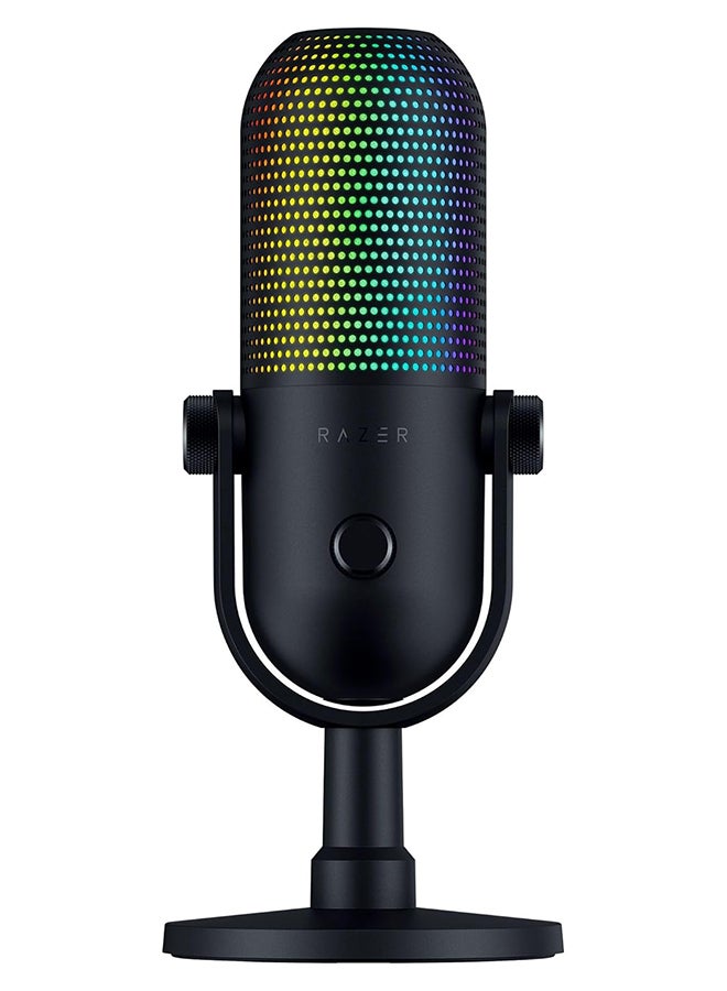 RAZER Seiren V3 Chroma RGB USB Microphone: Stream & Game Reactive Lighting - Tap-to-Mute Sensor - Condenser Mic - Digital Gain Limiter & Shock Absorber - PC, Discord, OBS Studio, XSplit Black - Image 1
