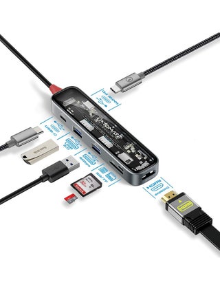 USB-C Hub, Transparent 7-in-1 Multi-Display Hub with 4K HDMI, High Capacity 2TB SD/TF Card Slot, Dual 5Gbps USB-A Ports, 100W USB-C PD and USB-C Data Port for MacBook Pro, Dell, TransHub-Lite Black - pnsku/N70072768V/45/_/1715751066/ad1a2928-f870-4a5b-bd18-962234fabe8e