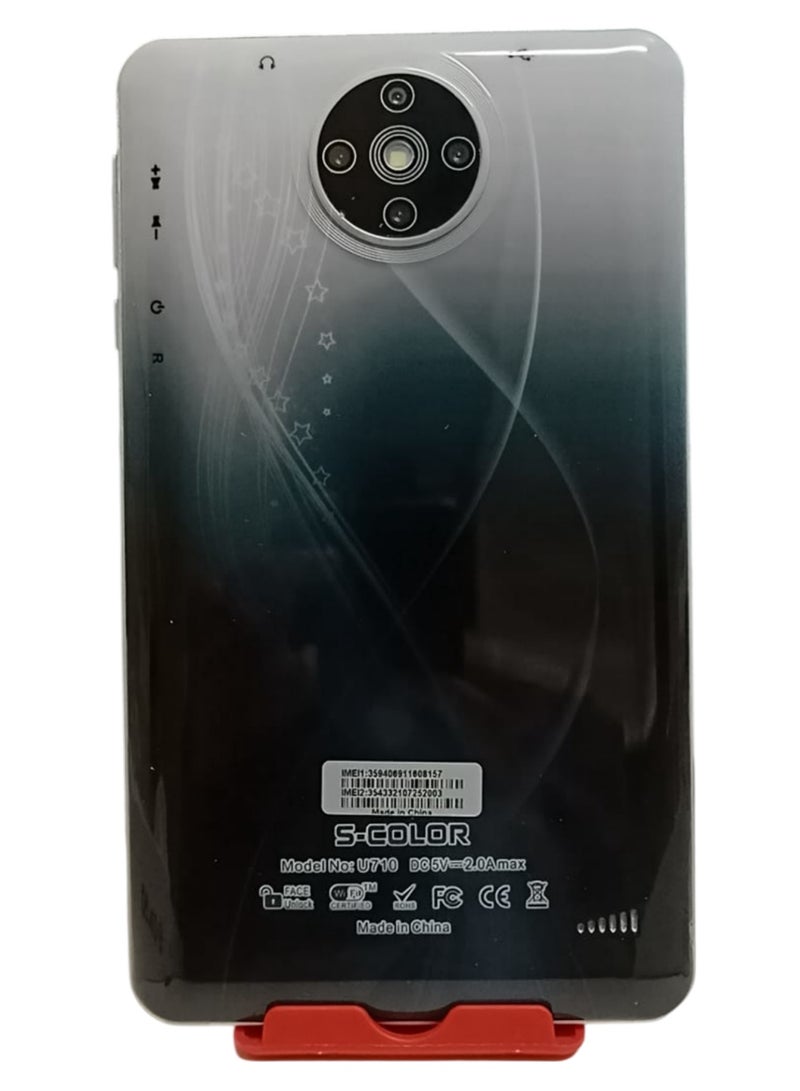 إس كولور جهاز لوحي U-710 يعمل بنظام أندرويد مقاس 7 بوصات وبطاقتي SIM أسود/فضي وذاكرة وصول عشوائي (RAM) سعة 6 جيجابايت وذاكرة قراءة فقط (128 جيجابايت) يدعم تقنية 4G-LTE - Image 1