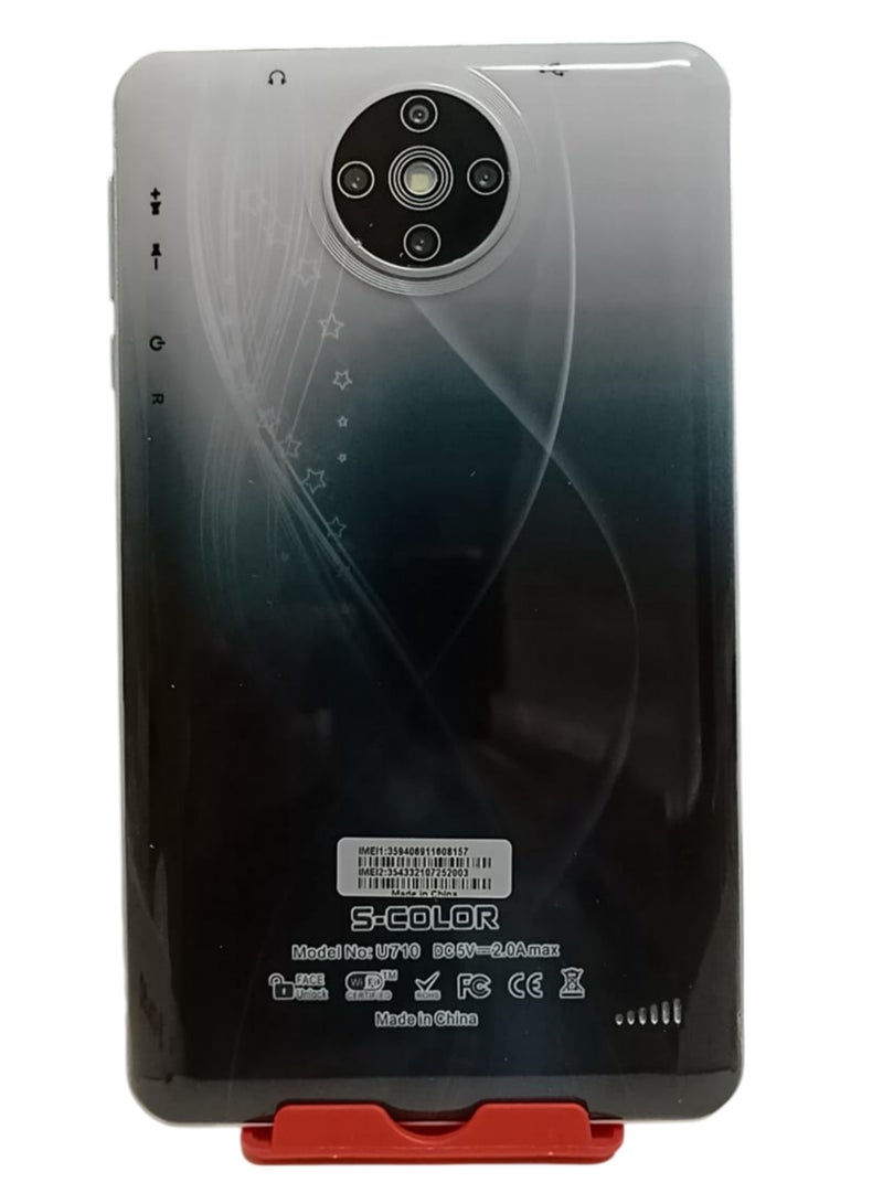 إس كولور جهاز لوحي U-710 يعمل بنظام أندرويد مقاس 7 بوصات وبطاقتي SIM أسود/فضي وذاكرة وصول عشوائي (RAM) سعة 6 جيجابايت وذاكرة قراءة فقط (128 جيجابايت) يدعم تقنية 4G-LTE - Image 4
