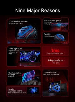 Xiaomi G27Q Redmi Series LED-Monitor Gaming 27" 2k Ultra-Clear Picture 180Hz High Refresh Rate 1ms Response Fast IPS black  - Image 3