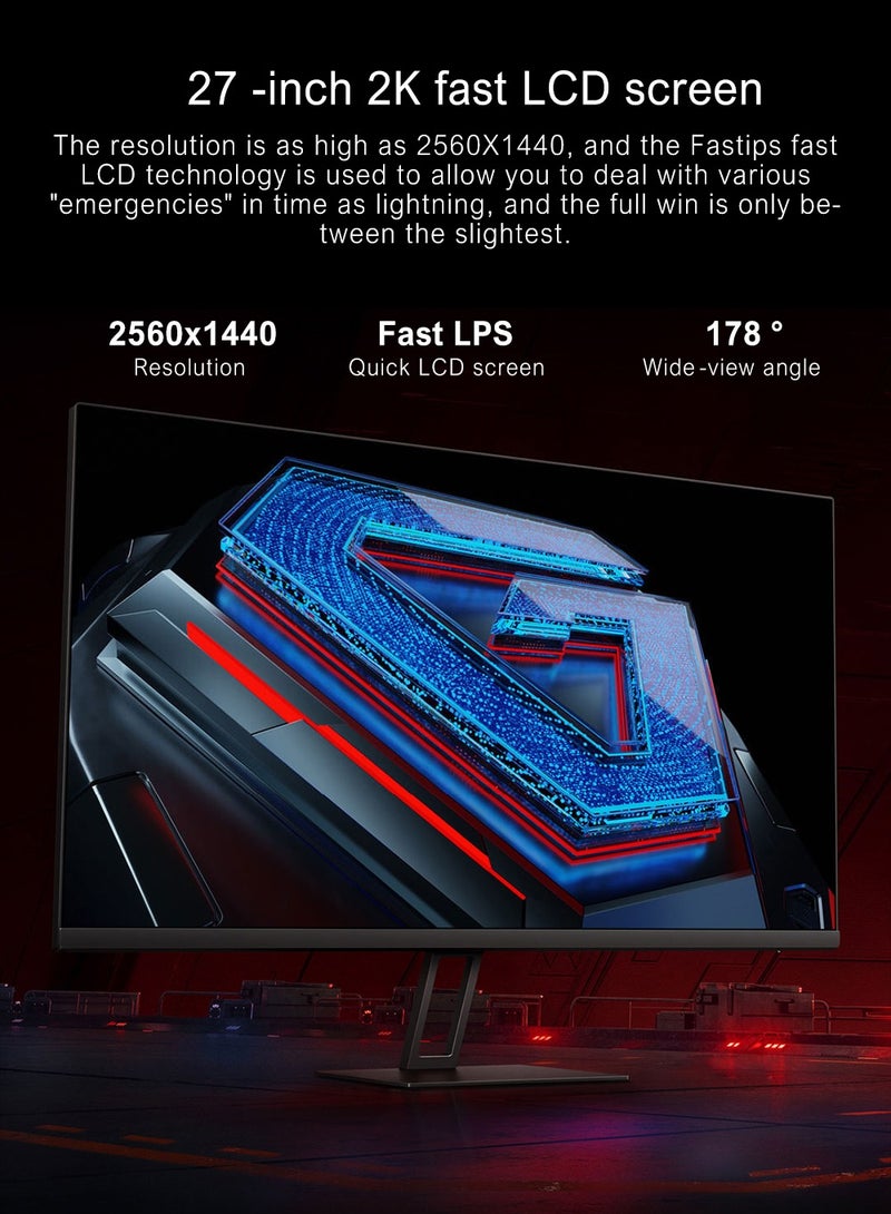 Xiaomi - G27Q Redmi Series LED-Monitor Gaming 27" 2k Ultra-Clear Picture 180Hz High Refresh Rate 1ms Response Fast IPS black - Image 1