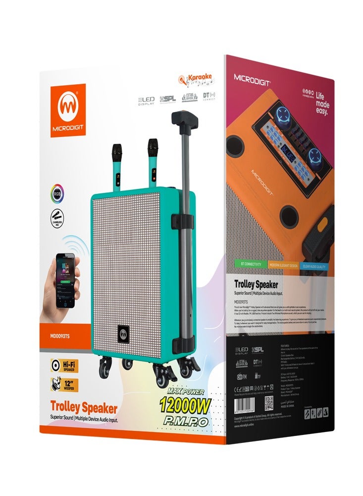 Microdigit Premium Bluetooth Trolley Speaker Orange - Image 3