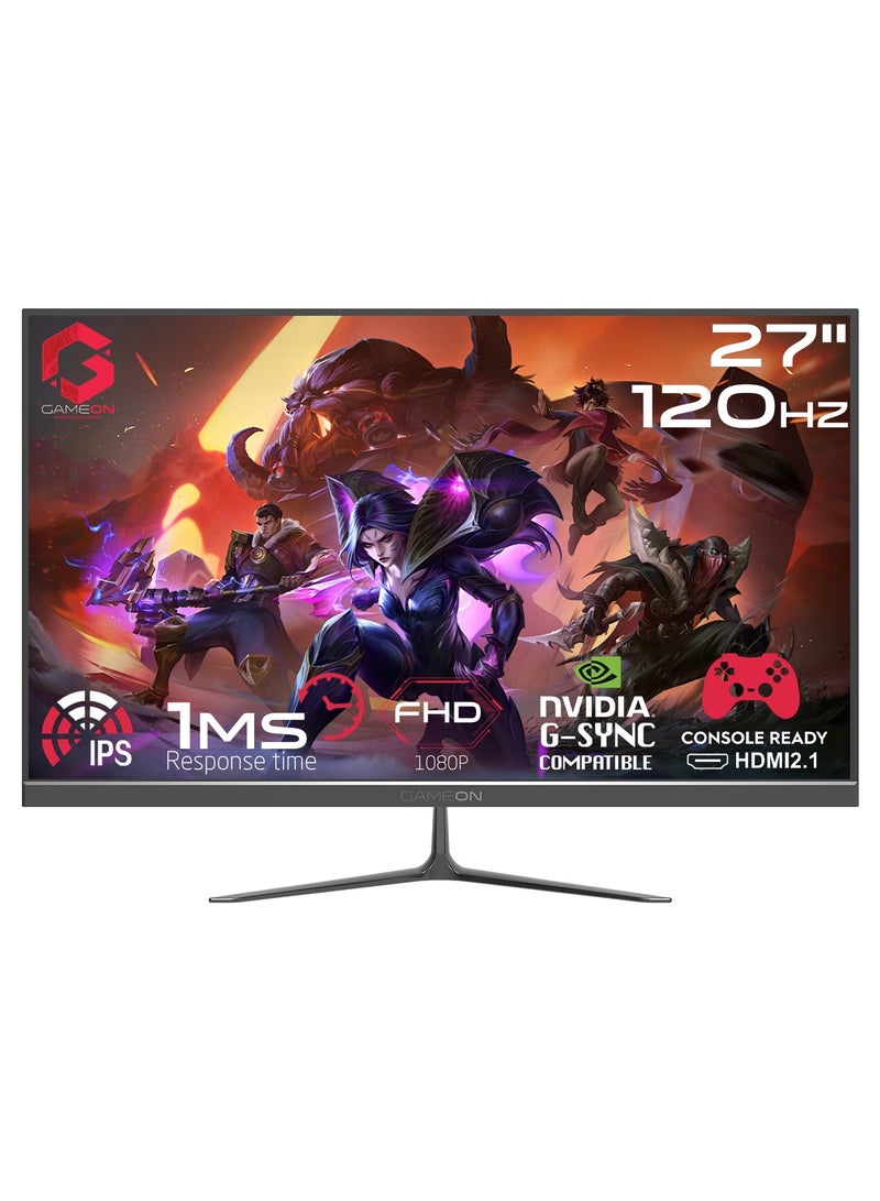 GameOn 27 inch  FHD 120Hz IPS Gaming Monitor, MPRT 0.5ms, HDMI 2.1,  (Support PS5) GOES27FHD120IPS Black  - Image 1