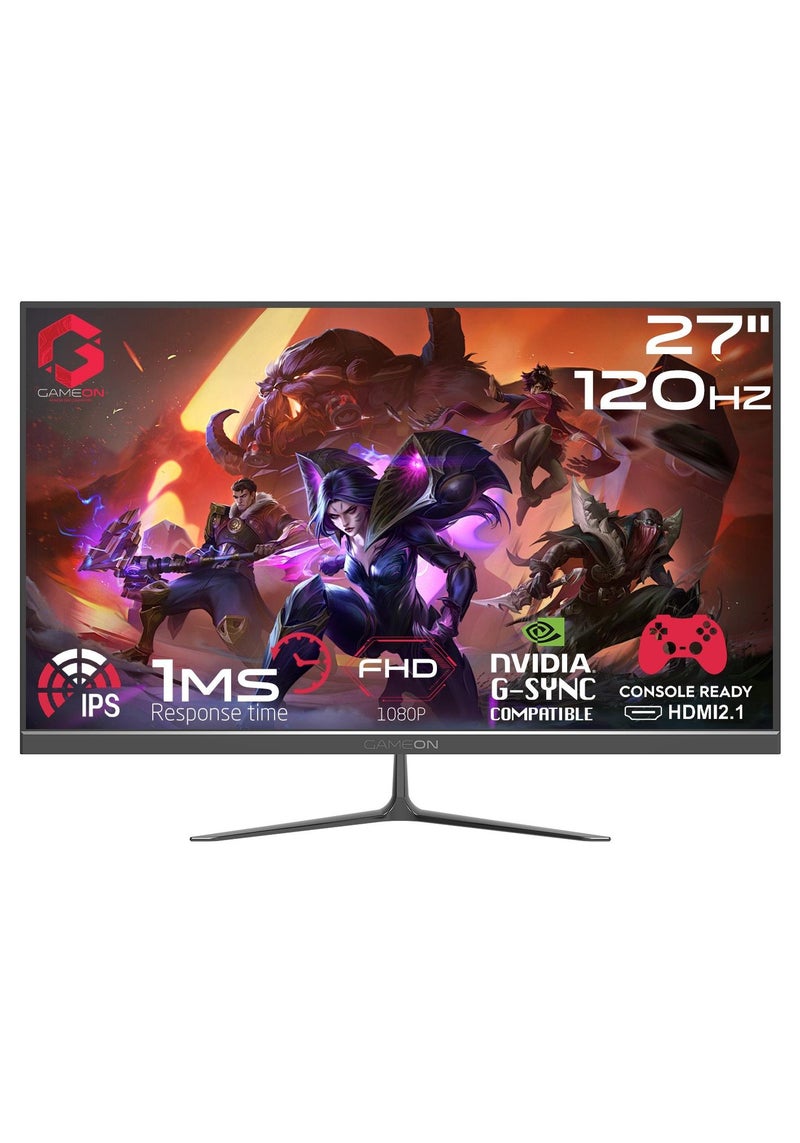 GAMEON 27 inch  FHD 120Hz IPS Gaming Monitor, MPRT 0.5ms, HDMI 2.1,  (Support PS5) GOES27FHD120IPS Black - Image 1