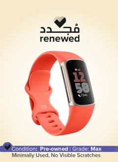 Fitbit Renewed - Charge 6 Fitness Tracker Red  - Image 1