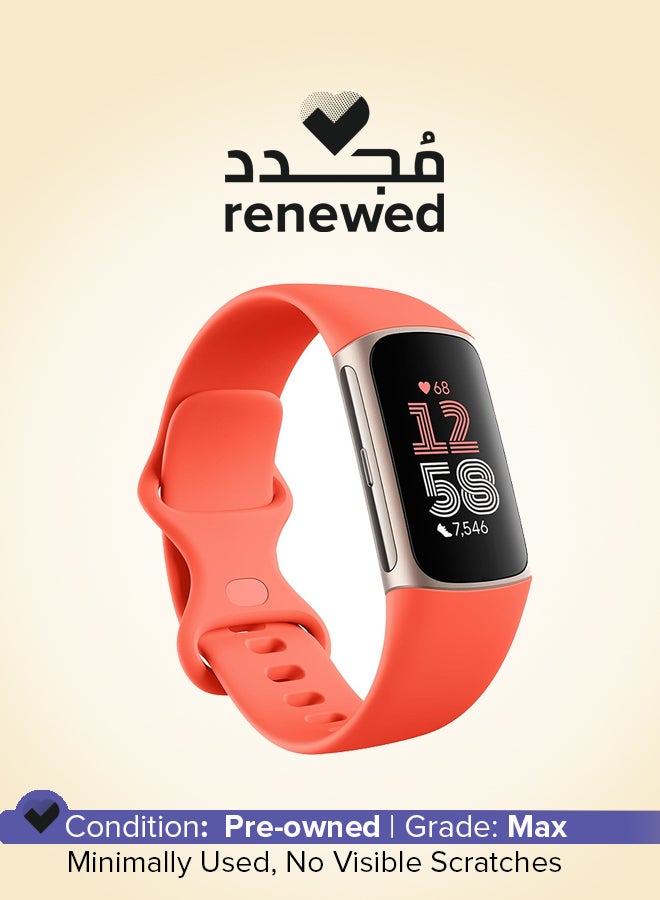 Fitbit Renewed - Charge 6 Fitness Tracker Red  - Image 1