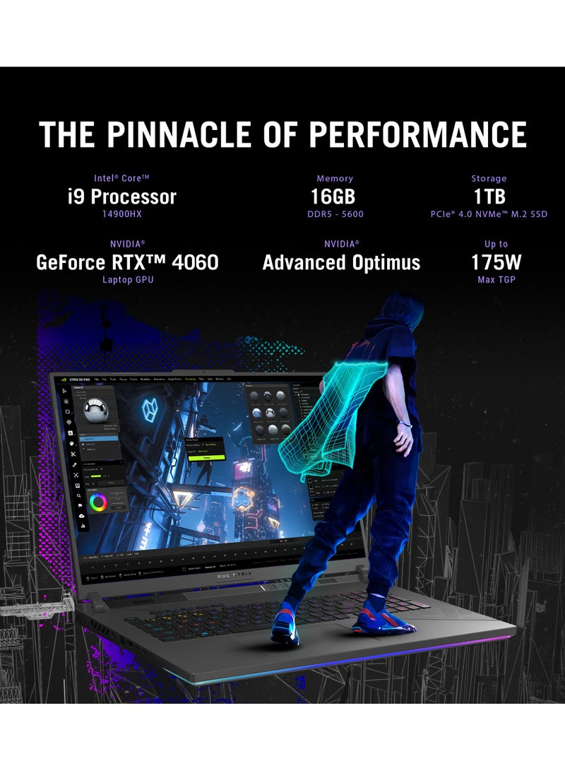 ASUS - Rog Strix G16 Gaming (Upgraded Version) Laptop With 16-Inch FHD Display, Core i9-14900HX Processor/64GB RAM/4TB SSD/8GB NVIDIA Geforce RTX 4060 Graphics Card/Windows 11 English grey - Image 1