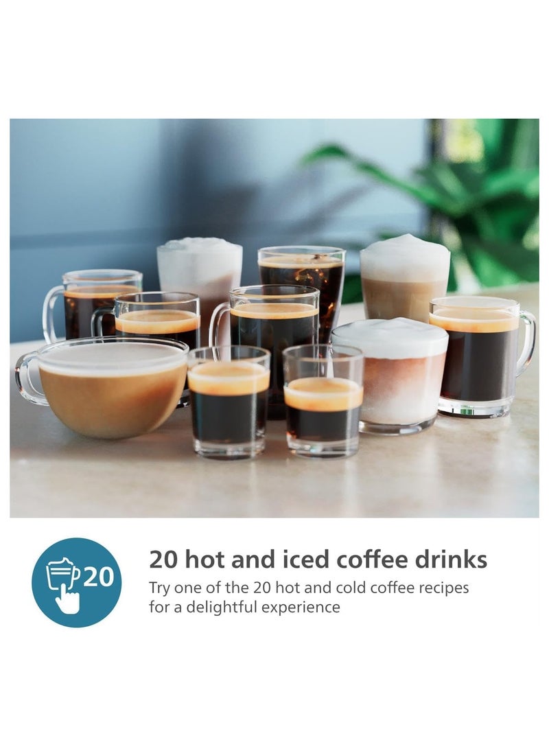 Series 5500 Fully Automatic LatteGo Espresso Machine, SilentBrew Technology Quick Start Aromatic Coffee From Freshly Ground Beans 20 Hot And Iced Drinks 5 L 1500 W EP5546/70 Black