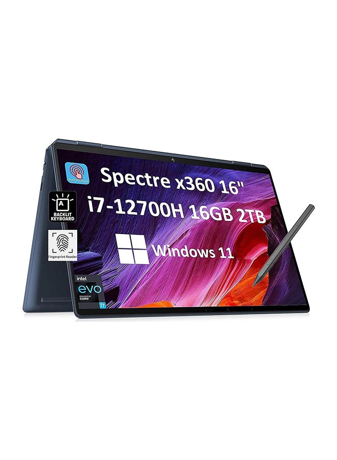 HP Spectre x360 Laptop With 16-Inch Display, Core i7-12700H Processor/16GB RAM/2TB SSD/Intel Iris Xe Graphics/Windows 11 Pro English/Arabic Nocturne Blue  - Image 1