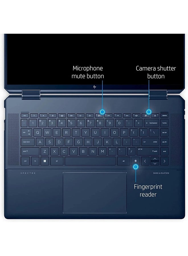 HP Spectre x360 Laptop With 16-Inch Display, Core i7-12700H Processor/16GB RAM/2TB SSD/Intel Iris Xe Graphics/Windows 11 Pro English/Arabic Nocturne Blue  - Image 2