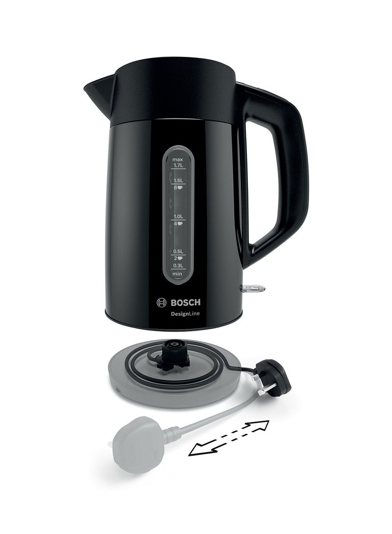 بوش DesignLine Stainless Steel Cordless Kettle 1.7 L 3000 W TWK3P423GB Black  - Image 2