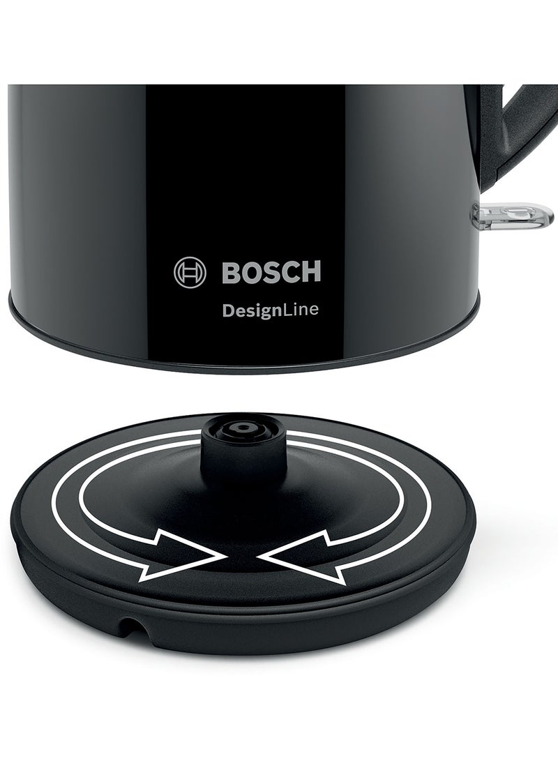 بوش DesignLine Stainless Steel Cordless Kettle 1.7 L 3000 W TWK3P423GB Black  - Image 4