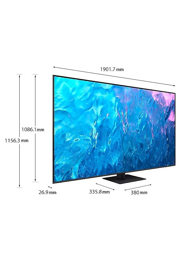 Samsung - 85 Inch QLED 4K Smart TV 2023 + 2.0CH Soundbar Plus Bluetooth, Usb, Fm Radio With 600W PMPO Black 85Q70C+THN322B Titan Gray - Image 1