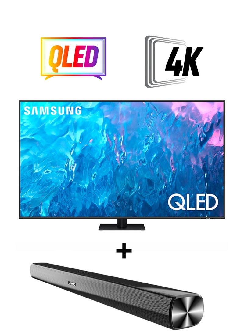 سامسونج تلفاز ذكي QLED 4K بحجم 85 بوصة 2023 + شريط صوت 2.0CH مع بلوتوث، USB، راديو FM بقوة 600W PMPO باللون الأسود - Image 1