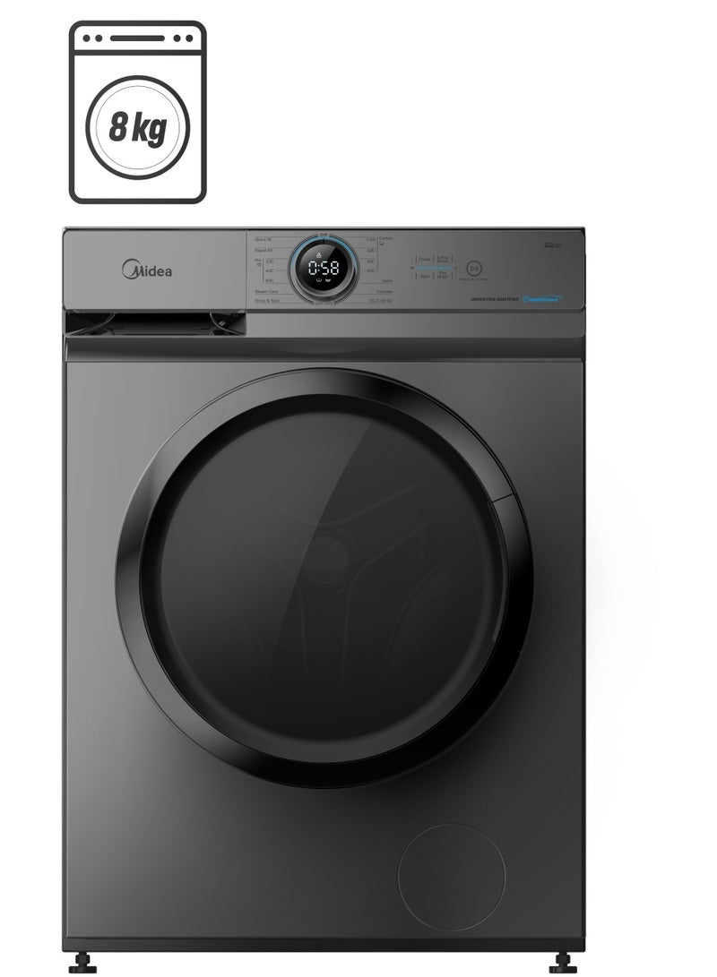 مديا غسالة 8 كيلو سيلفر -MF100W80B/TT- فضي  - Image 1