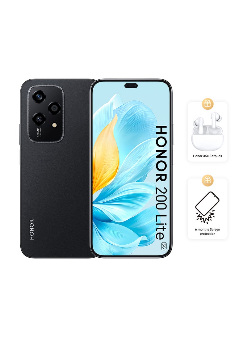 200 Lite 5G Dual SIM Midnight Black 8GB RAM + 256GB With FREE Honor X5e Earbuds And 6 Month Screen Protection - Middle East Version - pnsku/N70073536V/45/_/1716895162/3b4efde0-f330-42f9-b49e-0995c53bb83b