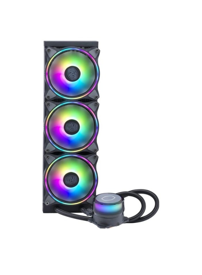 كولر ماستر مبرد سائل لوحدة المعالجة المركزية MasterLiquid ML360 Illusion Close-Loop AIO، قبة شفافة، مضخة حجرة مزدوجة من الجيل الثالث، مبرد 240، هالة مزدوجة MF120 لمعالجات AMD Ryzen/Intel 1200/1151 | MLX-D36M-A18P2-R1  - Image 4
