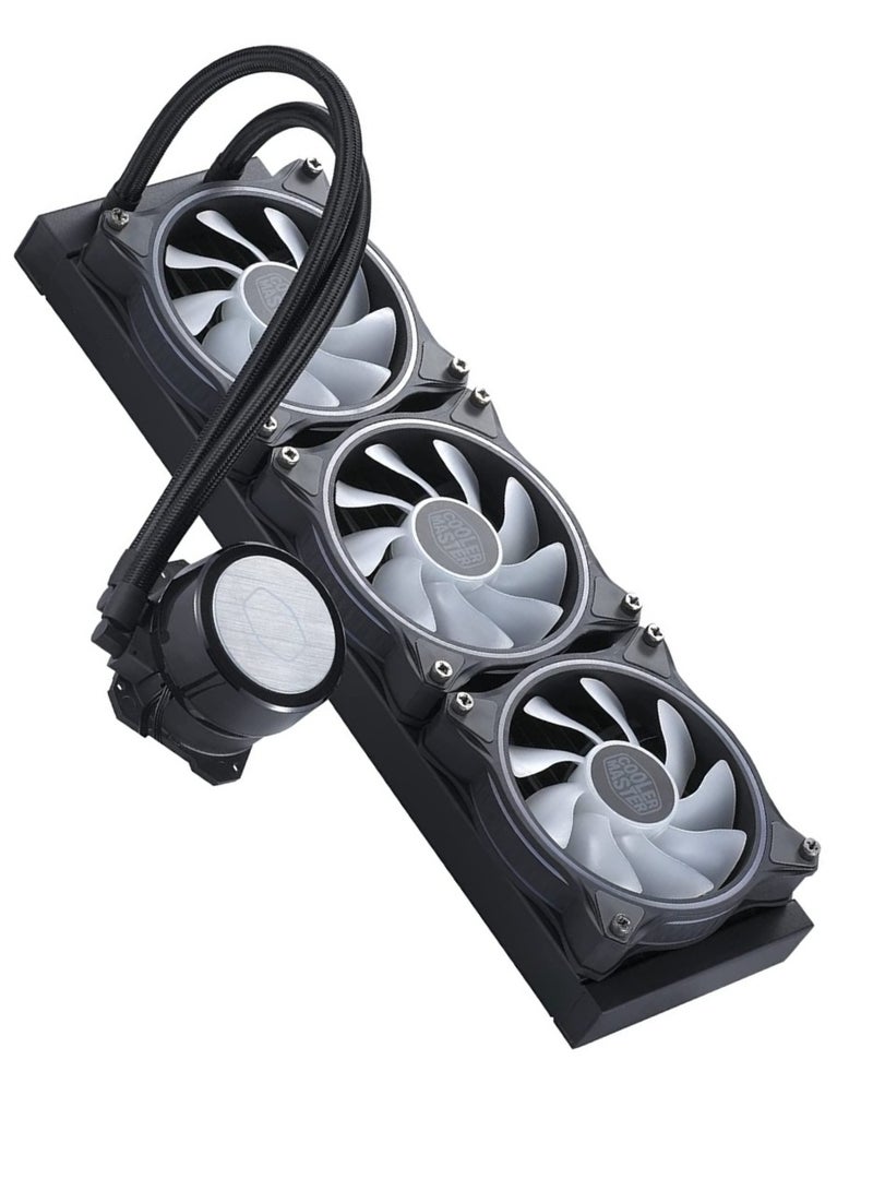 كولر ماستر مبرد سائل لوحدة المعالجة المركزية MasterLiquid ML360 Illusion Close-Loop AIO، قبة شفافة، مضخة حجرة مزدوجة من الجيل الثالث، مبرد 240، هالة مزدوجة MF120 لمعالجات AMD Ryzen/Intel 1200/1151 | MLX-D36M-A18P2-R1  - Image 2