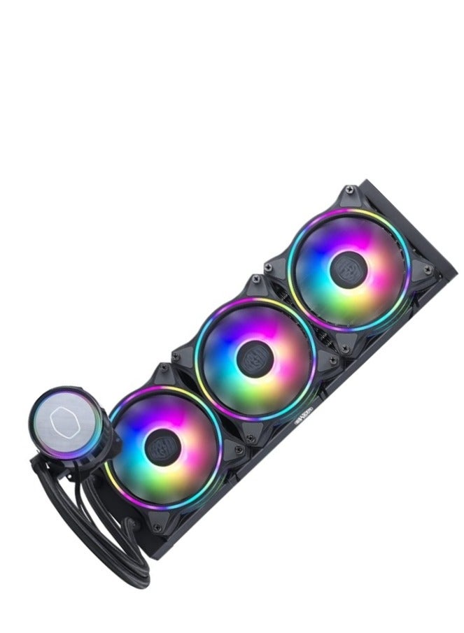 كولر ماستر مبرد سائل لوحدة المعالجة المركزية MasterLiquid ML360 Illusion Close-Loop AIO، قبة شفافة، مضخة حجرة مزدوجة من الجيل الثالث، مبرد 240، هالة مزدوجة MF120 لمعالجات AMD Ryzen/Intel 1200/1151 | MLX-D36M-A18P2-R1  - Image 3