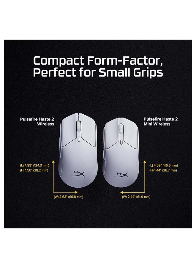 HYPERX Pulsefire Haste 2 Mini Wireless Gaming Mouse, Ultra-Light 59g, 26K Sensor up to 26,000 DPI, Dual Wireless (2.4 GHz & Bluetooth), 100h Battery, 6 Programmable Buttons, White | 7D389AA - Image 2